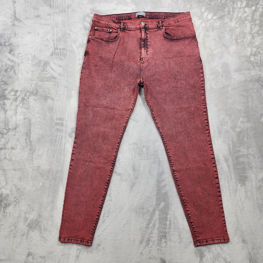 K Jordan Jeans Womens 20W Red Acid Wash High Rise Skinny Stretch Denim Casual